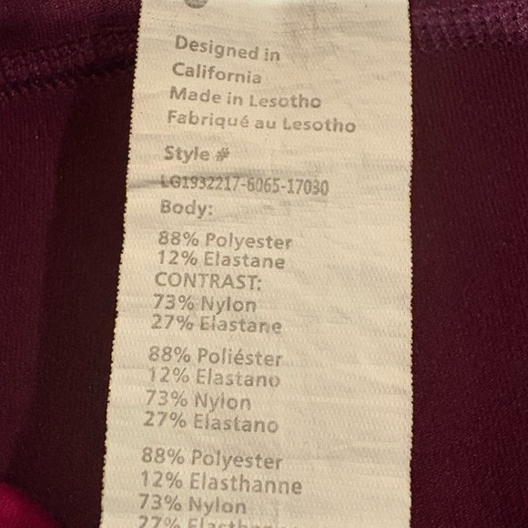 Fabletics Powerhold Pink Maroon Burgundy Cropped Athletic women’s leggings - Picture 9 of 12